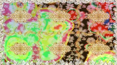 Tarafsız renklerde, altın elementlerle kusursuz klasik desen. Tarafsız renklerde altın rengi ve altın elementler üzerinde altın pürüzsüz desen. Noel, kar tanesi, yeni yıl.