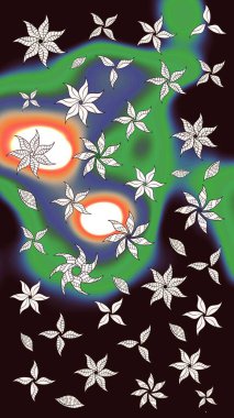 Raster illüstrasyonu. Tekstil veya kitap kapakları, imalat, duvar kağıtları, baskı, hediye paketi ve yapıştırma kitabı için çiçek eskizi geçmişi. Küçük ölçekli çiçeklerdeki basit sevimli desen.