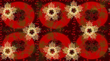 Çiçek desenli çizim. Asya tekstil tarzında. Raster illüstrasyonu. Kırmızı renkte çiçekler. Raster illüstrasyonu.