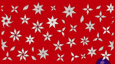 Raster - stok. Eskiz arkaplan modeli. Yapraklı çiçekler ve kırmızı ve nötr renklerde papatya çiçekleri..