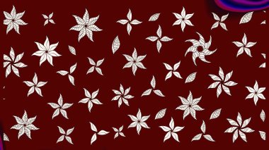 Suluboya elle çizilmiş çiçek desenli eskiz deseni. Parlak renkli fantezi çiçekleri, yapraklar, kırmızı ve nötr renklerde tomurcuklar kırmızı ve nötr.