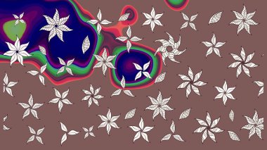 Raster illüstrasyonundaki çiçek desenli çizim. Çiçekler suluboya tarzında kahverengi ve nötr renklerde.