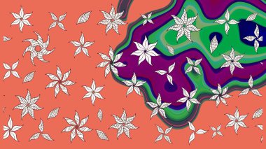 Chichi 'nin kumaş kalıbını çiz. Raster illüstrasyonu. Renkli Bahar Teması eskiz kalıbı. Çiçek deseni. Düz Çiçek Elementleri Tasarımı.