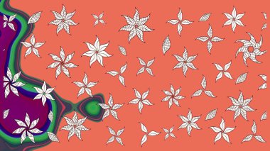 Çocuk stili. Renkli Bahar Teması eskiz kalıbı. Çiçekli eskiz arkaplanı. Düz Çiçek Elementleri Tasarımı.