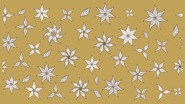 Sarı ve nötr renklerde çiçekler. Düz Çiçek Elementleri Tasarımı. Renkli Yaz Temalı eskiz kalıbı. Sevimli çiçek raster deseni.