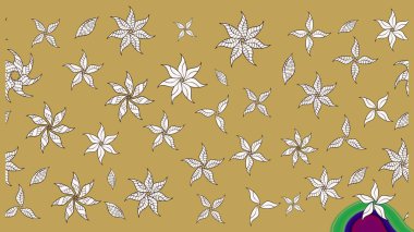 Düz Çiçek Elementleri Tasarımı. Çocuk stili. Renkli Bahar Teması eskiz kalıbı. Çiçekli çizim raster arkaplanı.