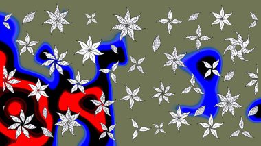 Asya tekstil tarzında. Çiçek desenli çizim. Güzel kumaş deseni. Raster illüstrasyonu. Renkli Bahar Teması eskiz kalıbı. Düz Çiçek Elementleri Tasarımı.