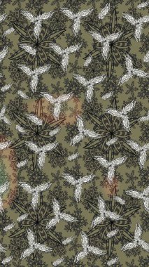 Hediye ambalaj kağıdı, tebrik kartları, posterler ve pankart tasarımı. Gri renkli çiçekler. Raster düz çiçek çizim deseni.