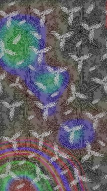 Çiçeksel çizim kalıbının yansıması. Vadinin gri renkli çiçekleri.