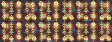 Raster illüstrasyonu. Kar Tanesi Mozaik ikonu. Sembol kışı, donmuş, Noel, yeni yıl tatili. Grafiksel element dekorasyonu. Kahverengi, gri ve sarı siluet kar tanesi işareti. Düz tasarım.