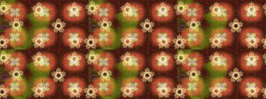 Farklı kar taneleri toplayıcısı, kahverengi, turuncu ve yeşil renklerde kış elementleri. Raster Noel soyut renkli arkaplan ve tatlı kar tanesi.