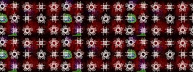 Arkaplanda soyut kar taneleri olan düz tasarım. Kar taneleri arka planda. Kar taneleri deseni. Raster illüstrasyonu. Kar tanesi süslemeli desen.