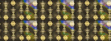 Gri, kahverengi ve yeşil kar taneleri. Kar tanelerinin soyut arkaplanlı Noel şablonu. Raster illüstrasyonu. Noel ve Yeni Yıl moda baskıları için tatil tasarımı.