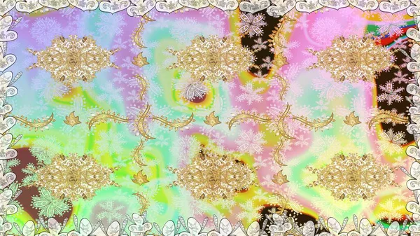 Raster geleneksel oryantasyon süsü. Kusursuz klasik altın desen. Altın elementlerle nötr renklerde altın desen.