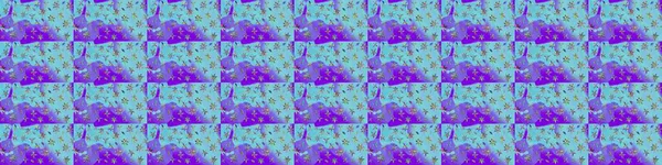 Mavi ve mor renklerde. Güzel kumaş deseni. Raster illüstrasyonu. Raster illüstrasyonunda çiçek deseni çizimi.