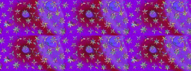 Hediye ambalaj kağıdı, tebrik kartları, posterler ve pankart tasarımı. Mor ve mor renkli çiçekler. Raster düz çiçek çizim deseni.