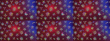 Tekstil, kumaş, kapaklar, duvar kağıtları, baskı, naylon, koleksiyon defteri, örgü, dekupaj için güzel bir eskiz. Küçük mor ve kırmızı çiçeklerle oldukça kaliteli besin torbası deseni.