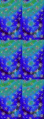 Renkli Bahar Teması eskiz kalıbı. Raster. Düz Çiçek Elementleri Tasarımı.