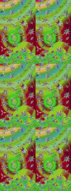 Güzel kumaş deseni. El çizimi. Raster illüstrasyonu. Çiçekler, dallar, otlar ve çiçekler.