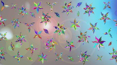 El çizimi. Çiçekli, yapraklı, çiçek desenli eskiz. Raster illüstrasyonu.