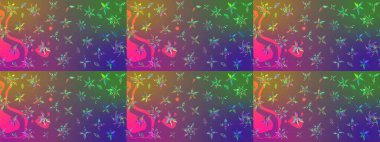 Yeşil ve mor renkte karalamalar çizilmiş çiçek deseni. Raster illüstrasyonu.