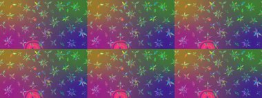 Çiçekli eskiz deseni. Mor ve yeşil renkli çiçekler. El çizimi. Suluboya çizimi.