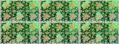 Oriental raster klasik yeşil, nötr ve altın desenli. Raster illüstrasyonu. Kusursuz soyut arkaplan.