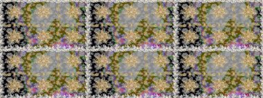 Raster Golden Mehndi kusursuz desen. Gri ve nötr renklerde desen. Kına dövmeli süs çiçekleri, altın çıkartmalar, mehndi ve yoga tasarımı, kartlar ve parmak izleri..