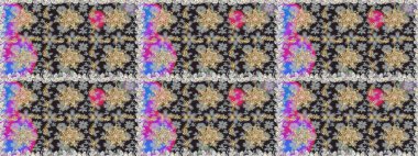 Kusursuz desenli altın elementler. Kart, duvar kağıdı, ambalaj ve tekstil için klasik tasarım. Altın şablon. Gri ve kahverengi renkli Royal retro. Klasik çiçek dokusu. Raster illüstrasyonu.