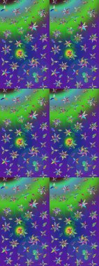 Nazik, narin çiçek arkaplanı. Yeşil ve mavi renkte çiçekler. Raster çiçek desenli ve çiçekli..