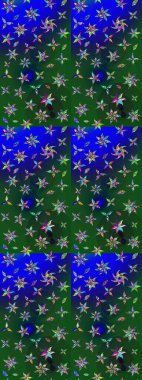 Yeşil ve mavi renklerde. Raster illüstrasyonu. Çiçekli güzel suluboya desen.