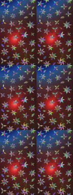 Nazik, narin çiçek arkaplanı. Çiçekli karalama şeklinde Raster çiçek deseni. Kahverengi ve mor renkte çiçekler.