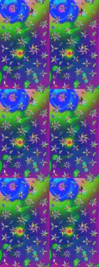 Güzel kumaş deseni. Raster illüstrasyonundaki çiçek desenli çizim. Düz Çiçek Elementleri Tasarımı. Renkli Bahar Teması çizim şablonu.