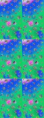 Colour Spring Theme sketch pattern Background. Flat Flower Elements Design. Flowers on green and blue colors. Sketch pattern with flower.