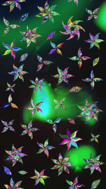 Gri ve yeşil renkli çiçekler. Renkli Bahar Teması çizim kalıbı. Çiçekli çiçek deseni, suluboya. Düz Çiçek Elementleri Tasarım Raster illüstrasyonu.