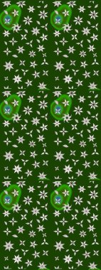 Yeşil ve nötr renklerde. Raster illüstrasyonu. Çiçekli güzel suluboya desen.