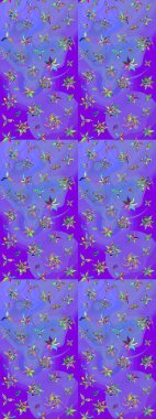 -Menekşe ve mavi çiçekler. Çiçek kolajı. Küçük çiçekte güzel bir desen var. Çiçek arkaplan. Çiçek kompozisyonu. Raster deseni. Doğa.