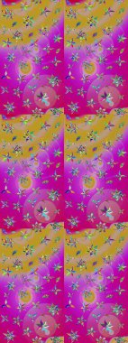 Düz Çiçek Elementleri Tasarımı. Raster Şirin kumaş deseni. Renkli Bahar Teması eskiz kalıbı. Eskiz klasiği.