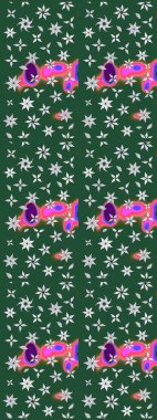 Raster. Düz Çiçek Elementleri Tasarımı. Renkli Bahar Teması çizim şablonu.