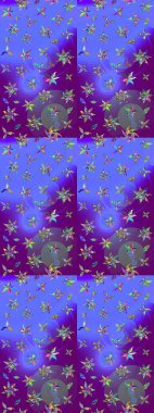 Kumaş, duvar kağıdı ve kağıt üzerine baskı yapmak için gelişen arka plan. Moda arka planında parlak buketler. Raster illüstrasyonu. Eski usul küçük çiçekli şirin bir eskiz deseni..