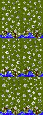 Renkli Bahar Teması eskiz kalıbı. Düz Çiçek Elementleri Tasarım Raster illüstrasyonu. Çiçek desenli eskiz. Yeşil ve nötr renkte çiçekler.