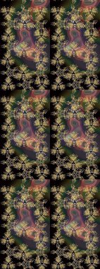 Siyah ve gri renkte siyah ve gri papatya deseni. Siyah ve gri renklerde. Raster illüstrasyonu.