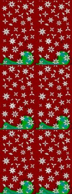 Şirin çiçekli eskiz deseni ve kırmızı ve nötr renklerde yapraklar, suluboya çiçek deseni, duvar kağıdı, kart veya kumaş için fayanslı. Raster illüstrasyonu.