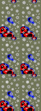 Küçük çiçekteki sevimli çiçek deseni. Yeşil ve nötr renkte çiçekler.