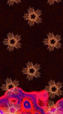 Bokeh siyahı, kahverengisi, kırmızısı ve kar taneleri olan dekoratif Noel arkaplanı. Raster illüstrasyonu.