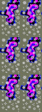 Küçük çiçekteki sevimli çiçek deseni. Robot resim. Raster illüstrasyonu.