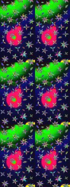 Düz Çiçek Elementleri Tasarımı. Renkli Bahar Teması eskiz kalıbı. Gri renkli çiçekler. Sevimli çiçek raster deseni.