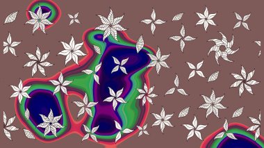 Klasik çiçek tasarımı elementleri. Raster illüstrasyonu. Kahverengi kıvırcık çiçekler kahverengi renklerde şekillenir.