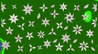 Raster illüstrasyonundaki çiçek desenli çizim. Yeşil renkte çiçekler.