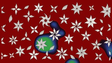 Raster Illustrasyon 'daki Çiçek Deseni' nin son moda çizimi. Düz Çiçek Elementleri Tasarımı. Renkli Yaz Temalı eskiz kalıbı. Kırmızı renkte çiçekler.